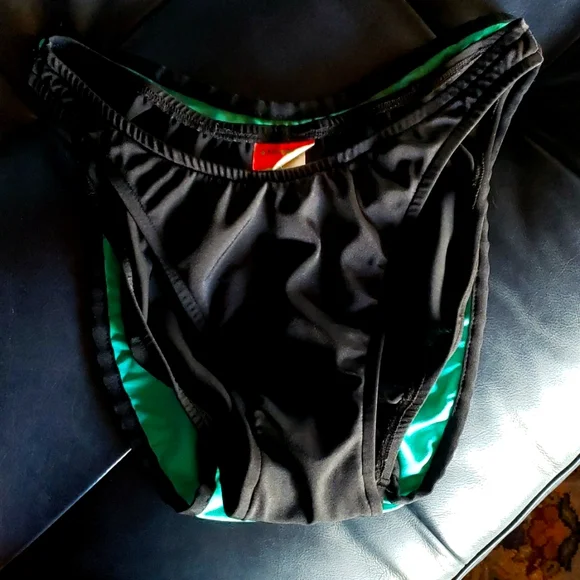 Bikini Bottoms Two-Fer Turquoise-Black Size Medium EUC - Picture 7 of 12